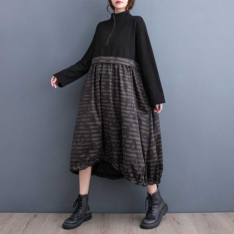 大人かわいい服 バルーンシルエットワンピース