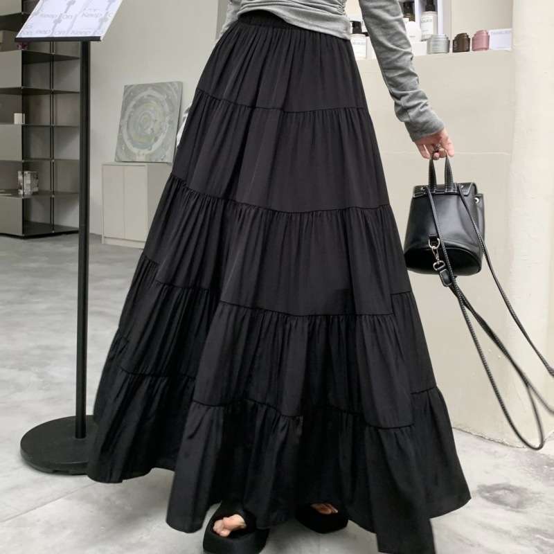 大人かわいい服 優美ティアードフリル マキシスカート