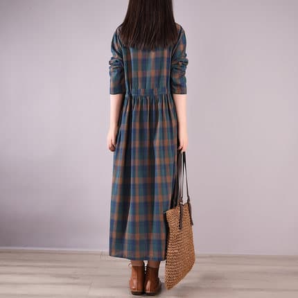 大人かわいい服 ゆったり可愛い なごみチェックワンピース