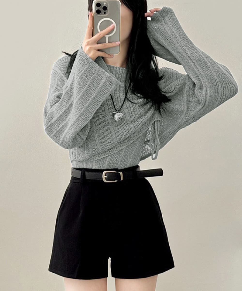 大人かわいい服 シルエット調整 リブニットトップス
