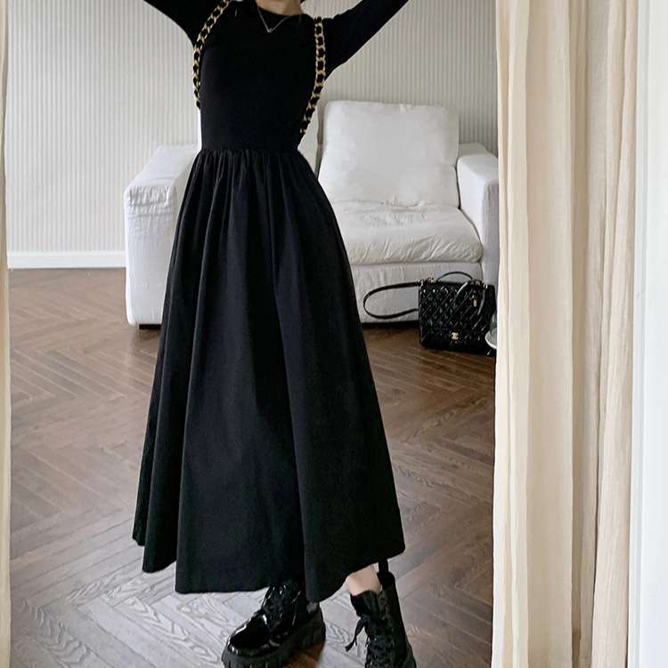 大人かわいい服 エレガントフレアロングワンピース