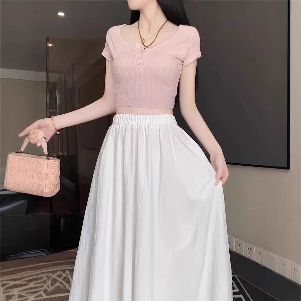大人かわいい服 裾ふんわりバルーンロングスカート
