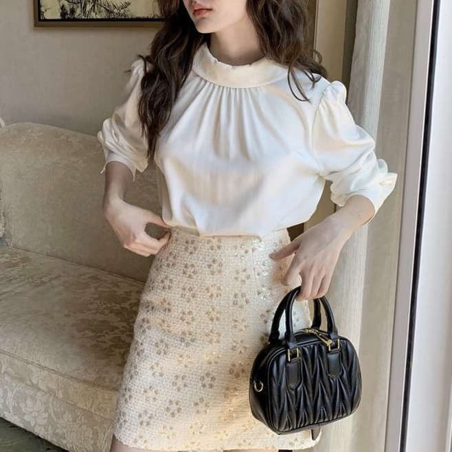 大人かわいい服 レトロビッグカラーシャツ