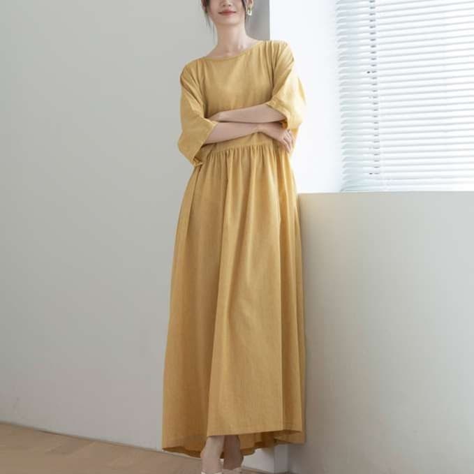 大人かわいい服 優雅に揺れる ゆったりロングワンピース