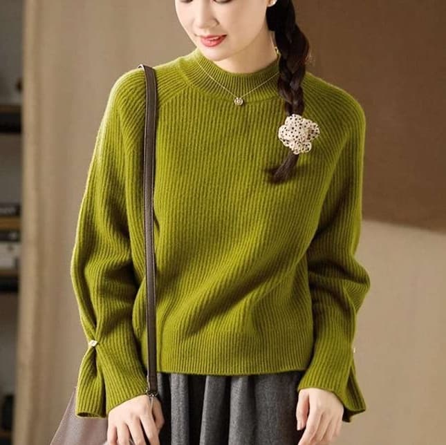 大人かわいい服 ニットプルオーバー