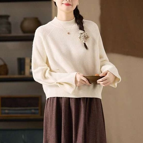 大人かわいい服 ニットプルオーバー