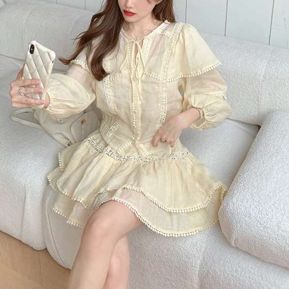 大人かわいい服 上品ガーリー ロマンティックワンピ