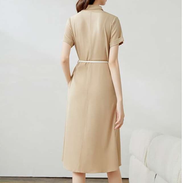 大人かわいい服 上品シンプル シャツワンピース