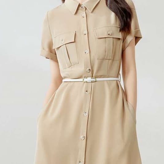 大人かわいい服 上品シンプル シャツワンピース