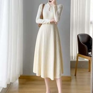 大人かわいい服 上品シルエット ロングフレアワンピース