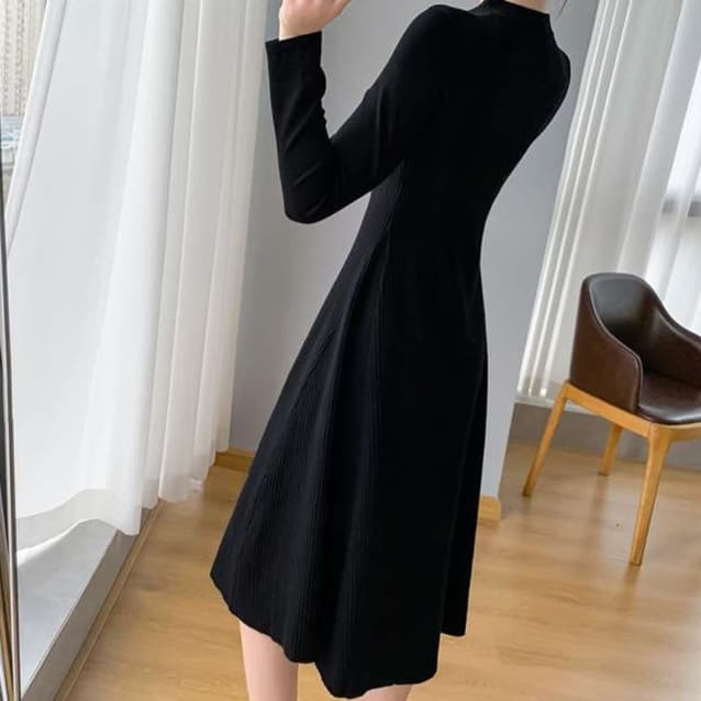 大人かわいい服 上品シルエット ロングフレアワンピース