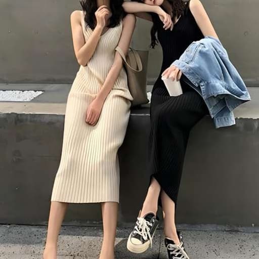 大人かわいい服 レトロモダンリブニットワンピース