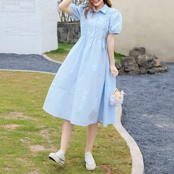 大人かわいい服 ガーリーシルエットふんわりワンピース