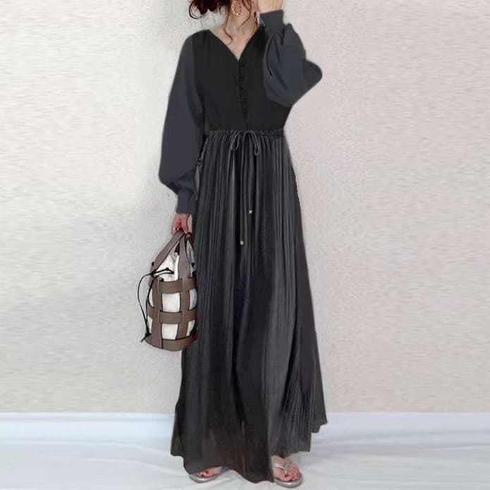 大人かわいい服 ふんわり袖 プリーツワンピース