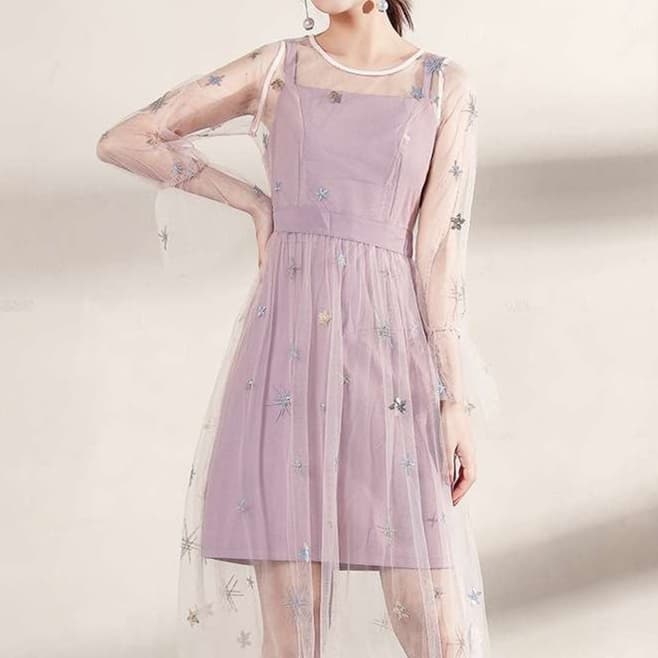 大人かわいい服 透け感エアリー チュールワンピース