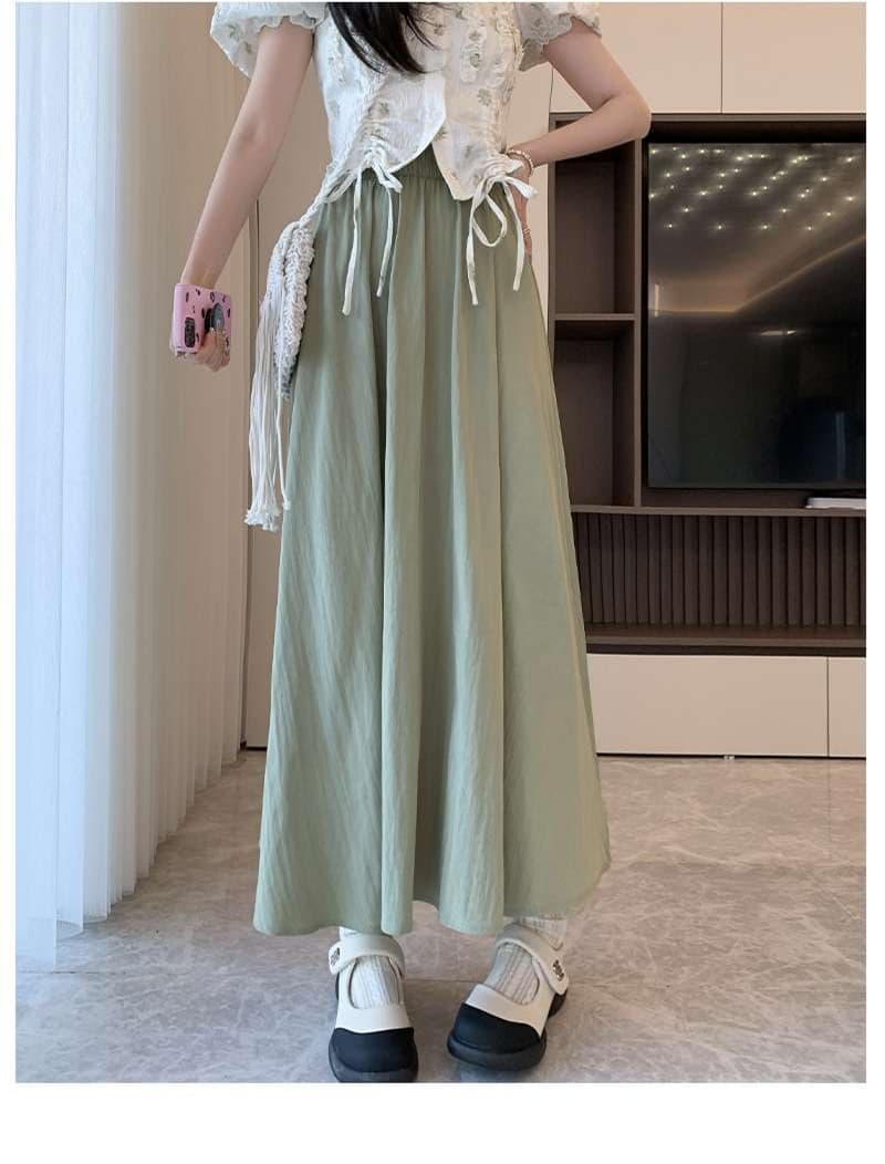 大人かわいい服 軽やかドレープ マキシスカート