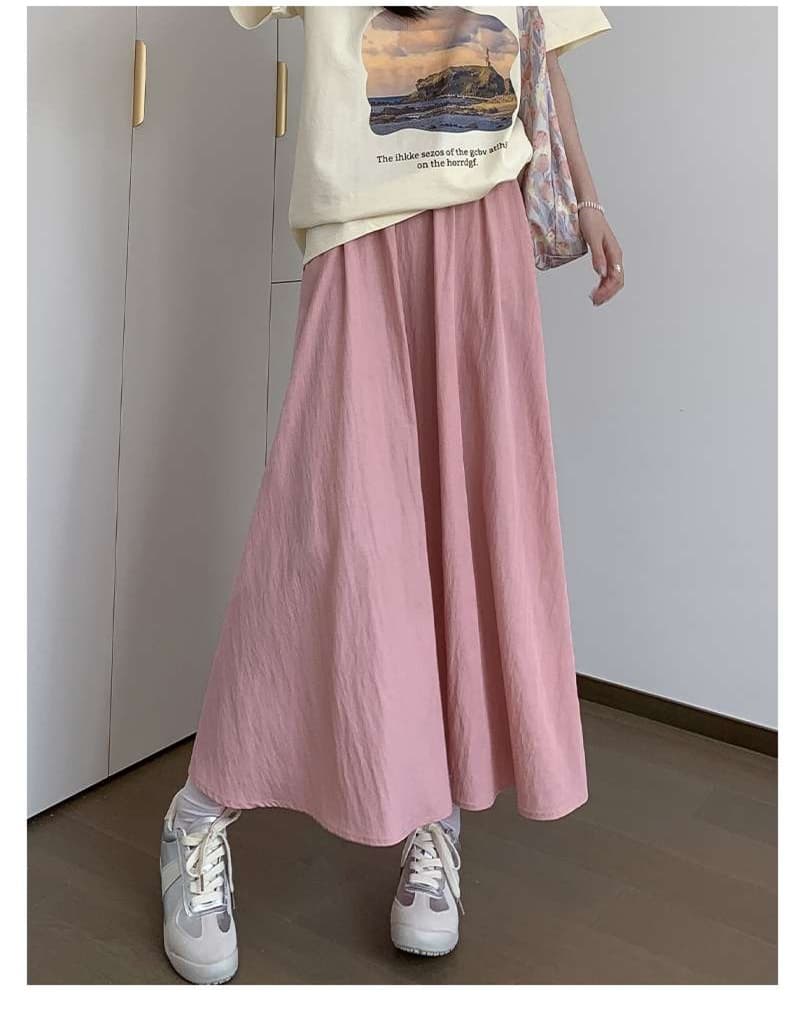 大人かわいい服 軽やかドレープ マキシスカート