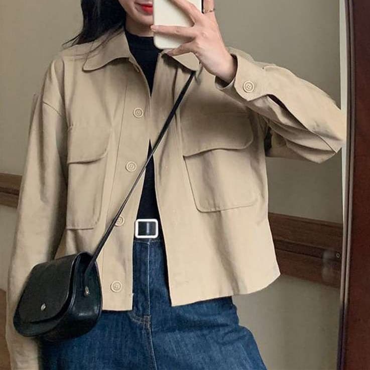 大人かわいい服 ゆったりシルエット ワークジャケット