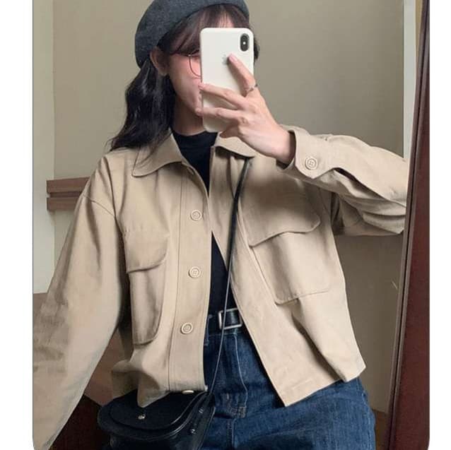 大人かわいい服 ゆったりシルエット ワークジャケット