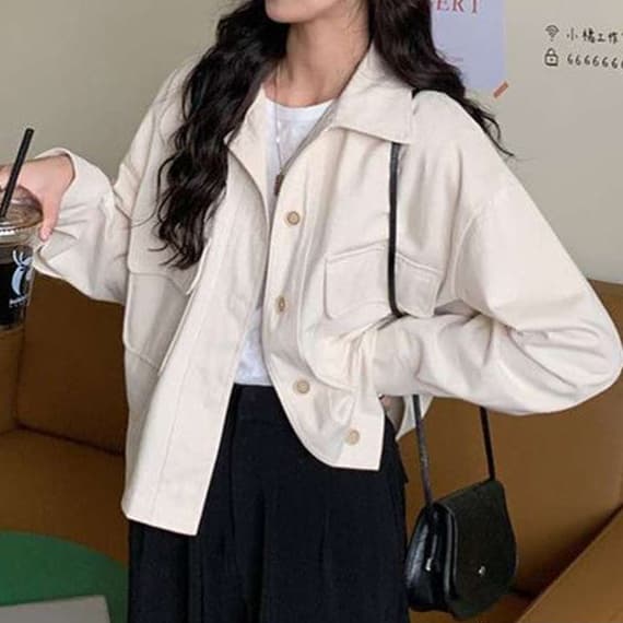 大人かわいい服 ゆったりシルエット ワークジャケット