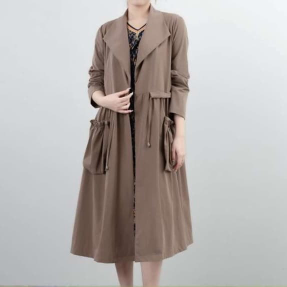 大人かわいい服 クラシック エレガントロングトレンチ