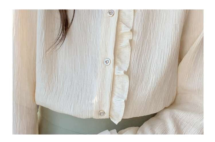 大人かわいい服 クラシカルフリルカラー長袖ブラウス