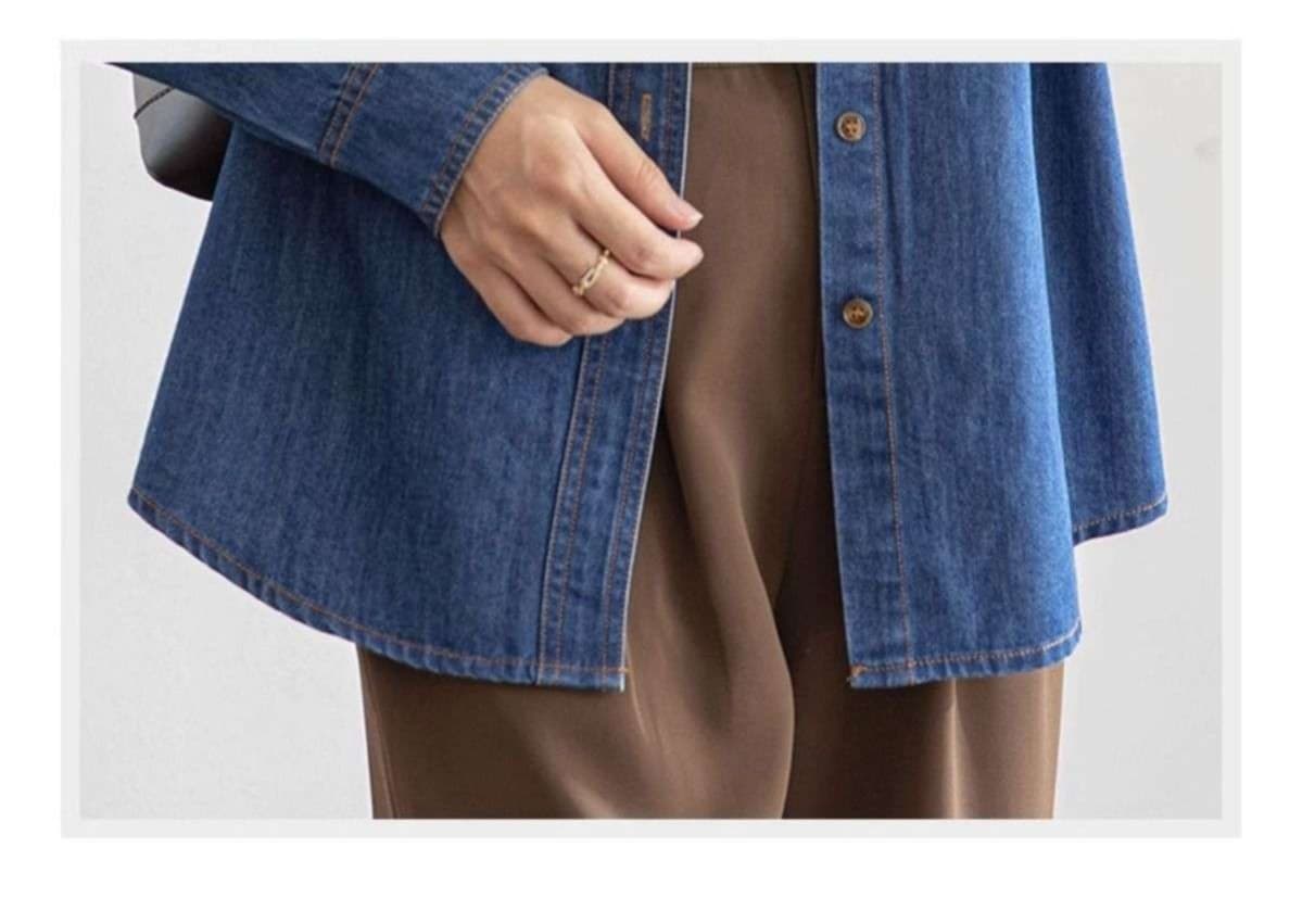 大人かわいい服 ゆったりソフトデニムシャツ