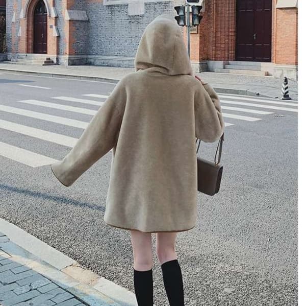 大人かわいい服 ゆったりウールダッフルアウター