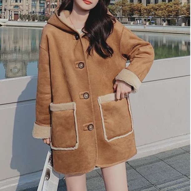 大人かわいい服 ゆったりウールダッフルアウター