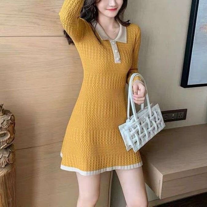 大人かわいい服 ニットポロワンピース ‐大人可愛いスタイル‐