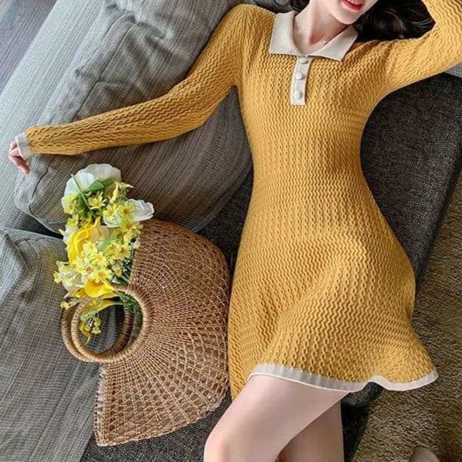 大人かわいい服 ニットポロワンピース ‐大人可愛いスタイル‐