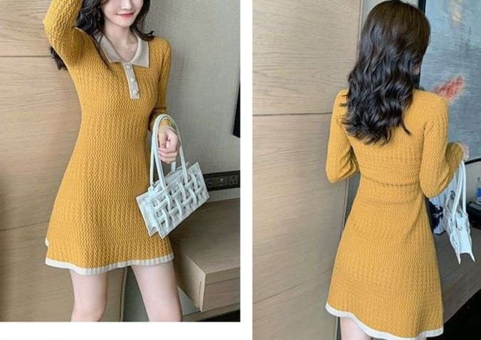 大人かわいい服 ニットポロワンピース ‐大人可愛いスタイル‐