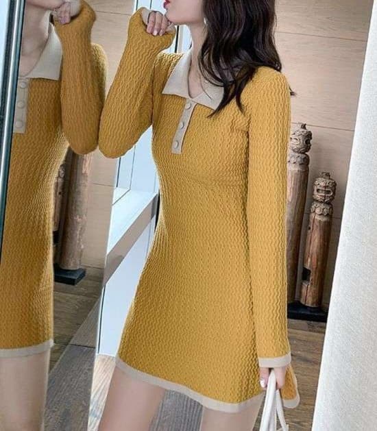 大人かわいい服 ニットポロワンピース ‐大人可愛いスタイル‐
