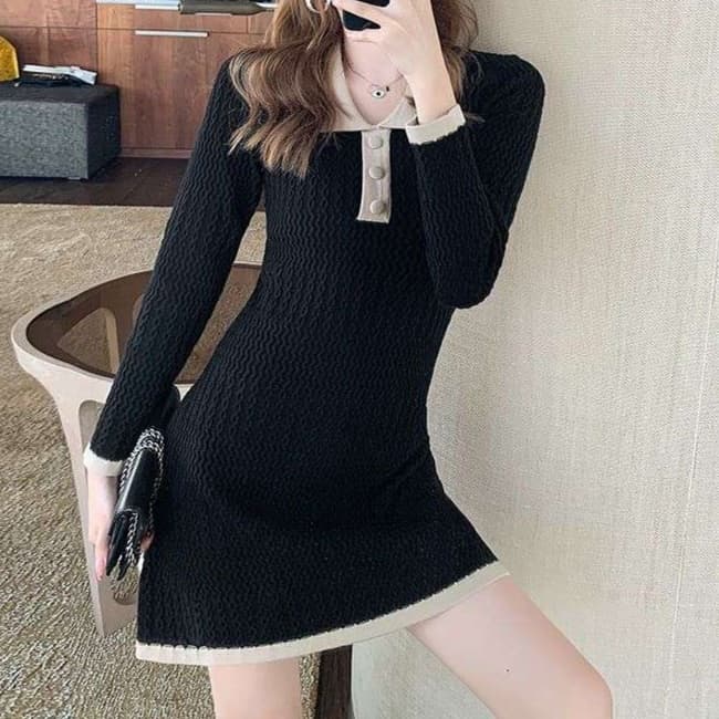 大人かわいい服 ニットポロワンピース ‐大人可愛いスタイル‐