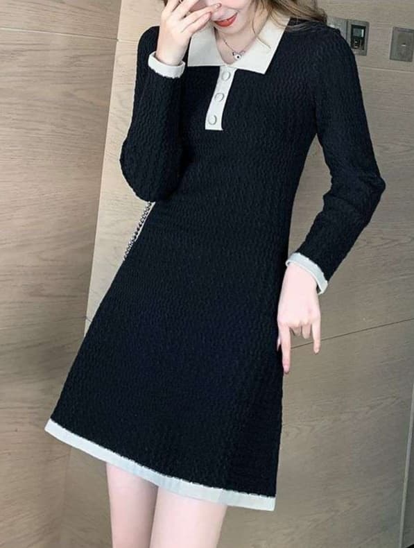 大人かわいい服 ニットポロワンピース ‐大人可愛いスタイル‐