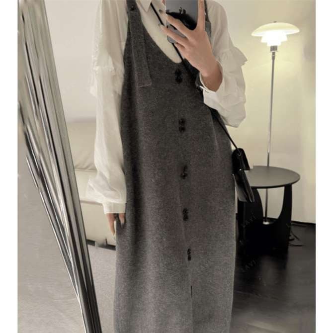 大人かわいい服 レイヤードジャンパースカート