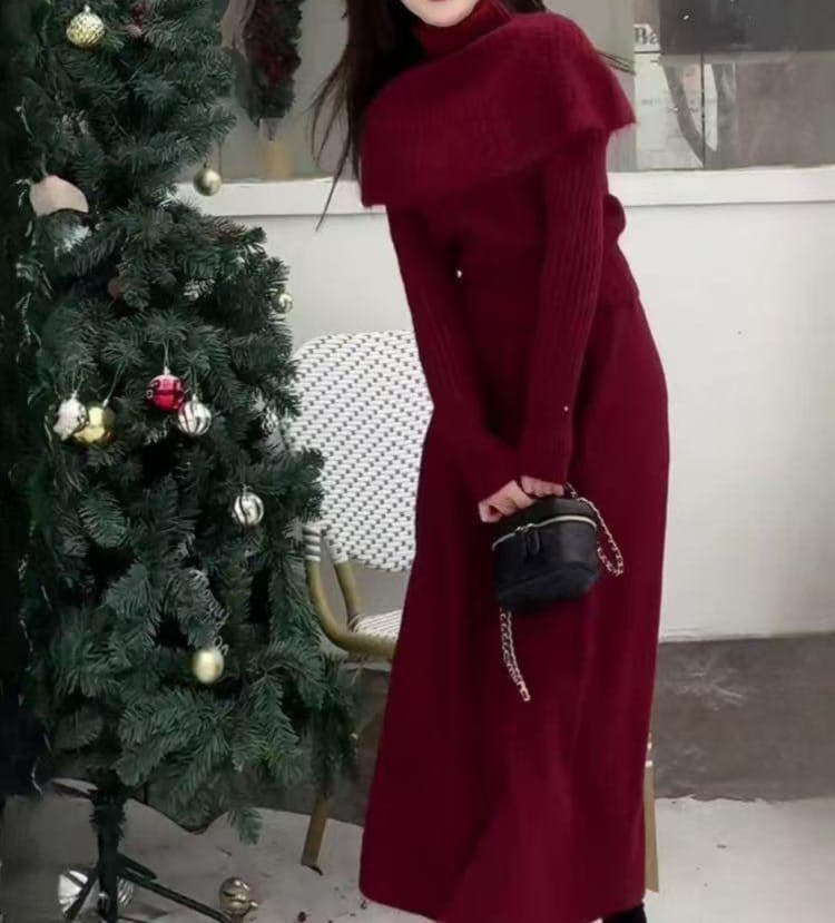 大人かわいい服 リブニット＆ロングフレアセット