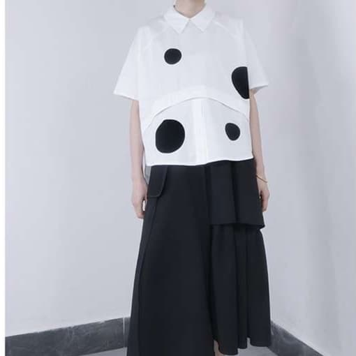 大人かわいい服 水玉デザイン ゆるトップス