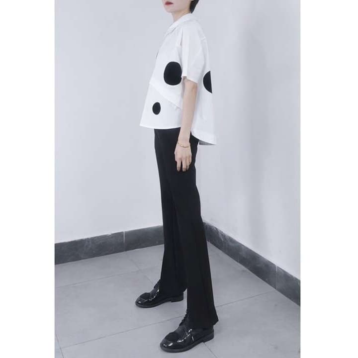 大人かわいい服 水玉デザイン ゆるトップス