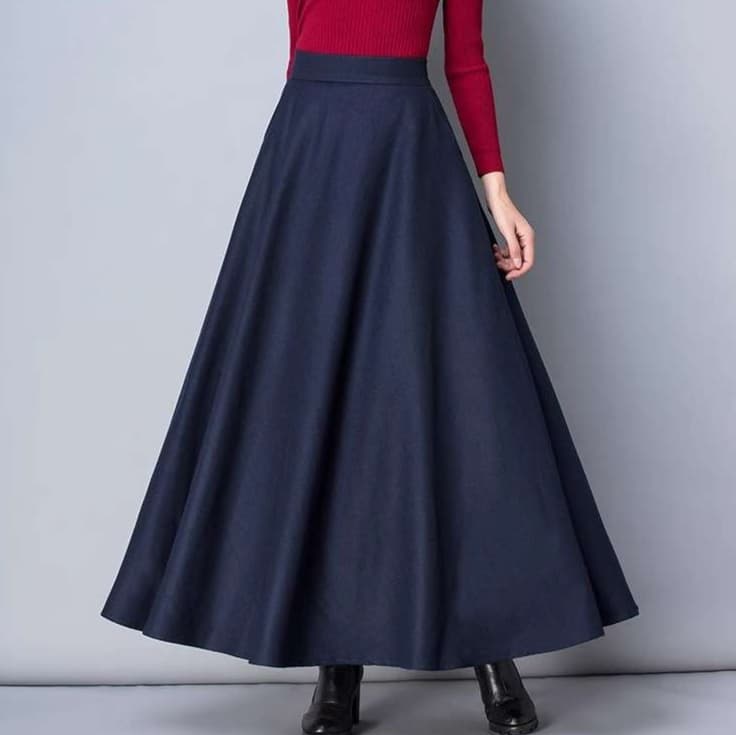 大人かわいい服 優雅シルエット フレアロングスカート