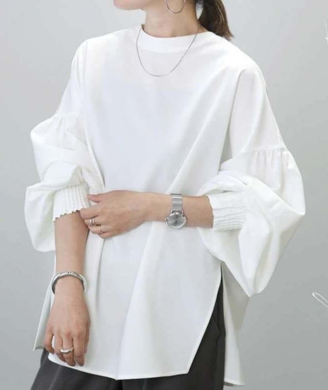 大人かわいい服 ボリューム袖 上品リラクシー チュニック