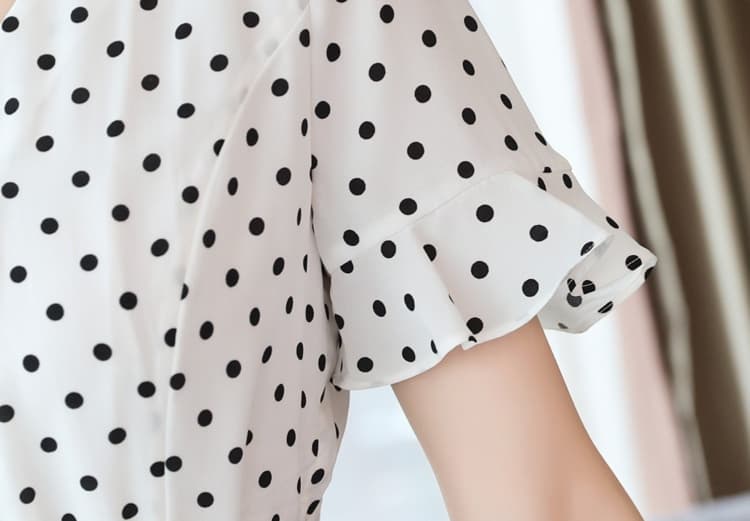 大人かわいい服 水玉シフォンフレアワンピース