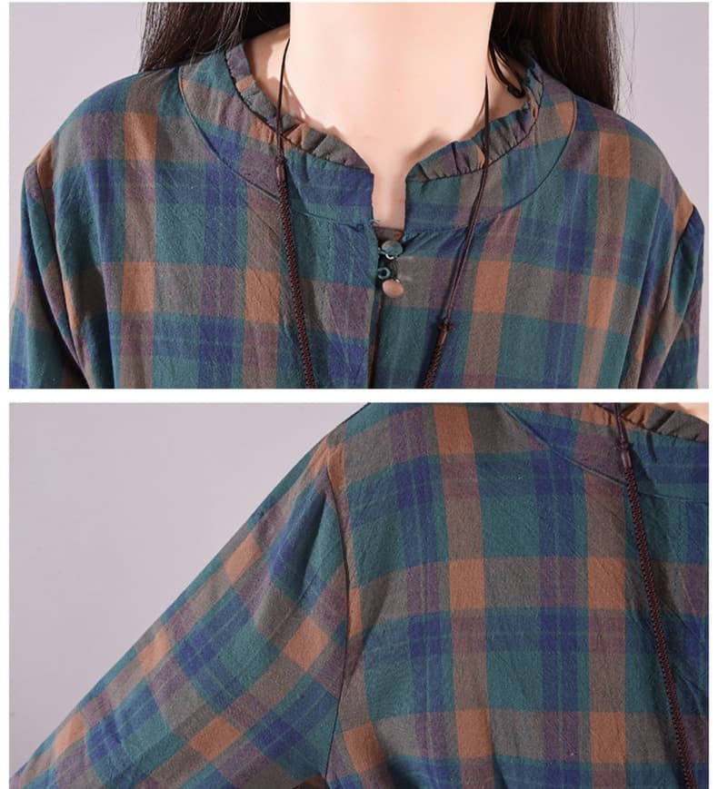 大人かわいい服 ゆったり可愛い なごみチェックワンピース