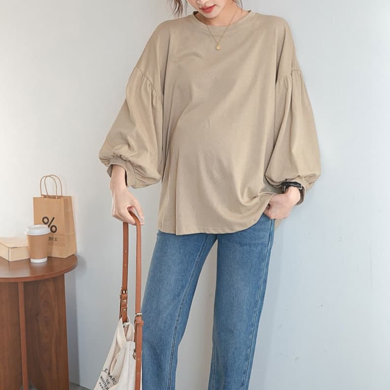 大人かわいい服 ふんわり袖 ラウンドネックブラウス