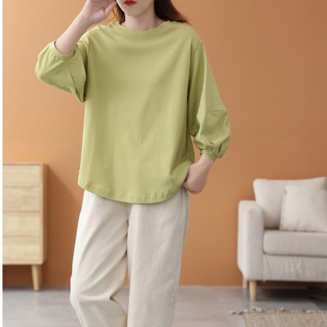 大人かわいい服 パフスリーブプルオーバー