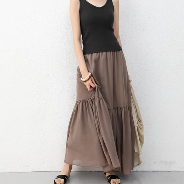 大人かわいい服 ふんわり優美マキシスカート