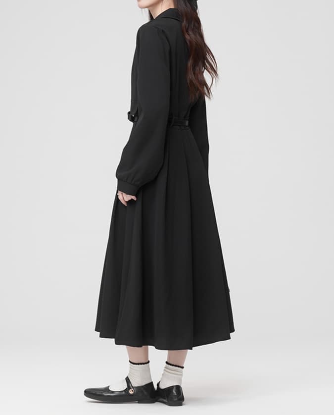 大人かわいい服 ハートボタン プリーツワンピース
