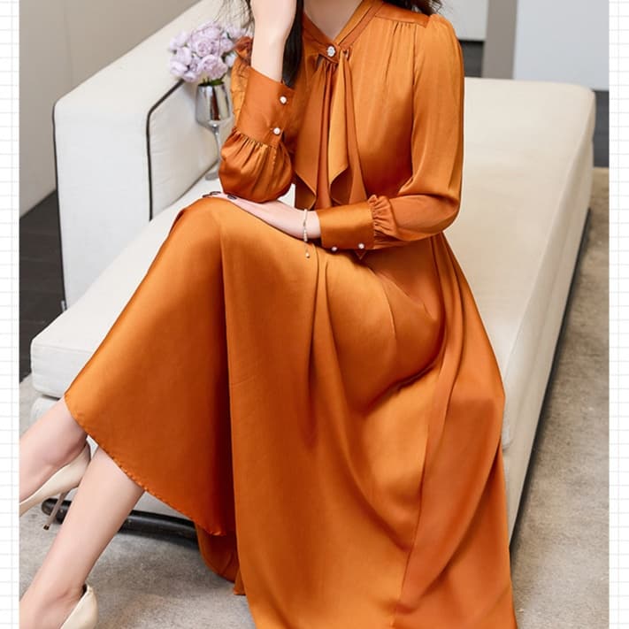 大人かわいい服 優美リボンタイワンピース