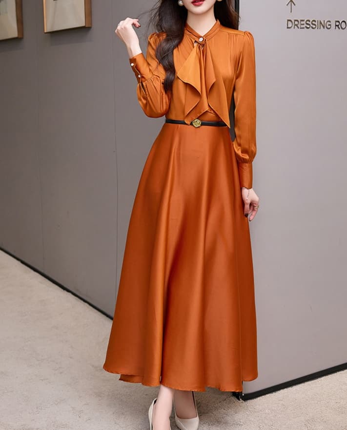 大人かわいい服 優美リボンタイワンピース