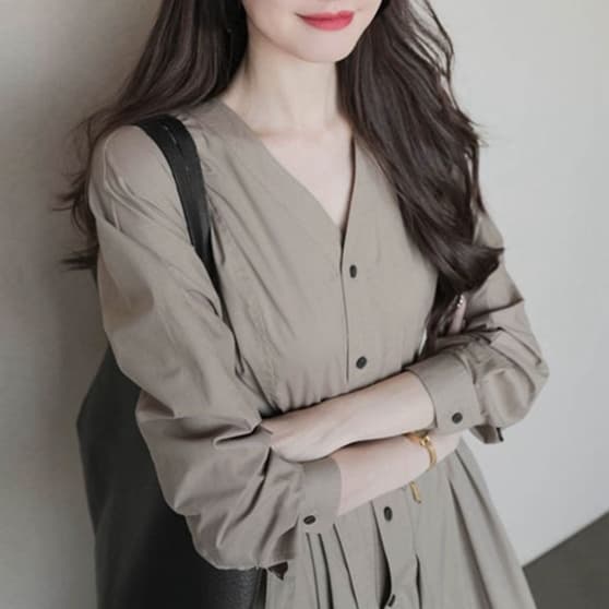 大人かわいい服 甘さ控えめ ゆったりシャツワンピ